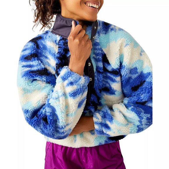 NWT Free People Movement Rocky Ridge Fleece Pullover Jacket Ocean Tie Dye Combo - Picture 4 of 13